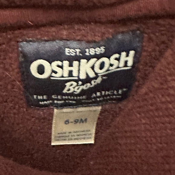 Burgandy pullover. Oshkosh b'Gosh. 6-9 months - Picture 3 of 3